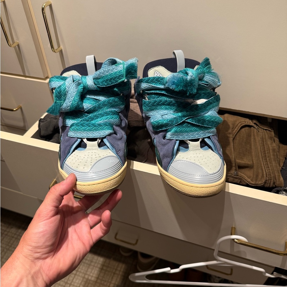 Lanvin Curb 45/12 Blue and Teal Men's Sneakers